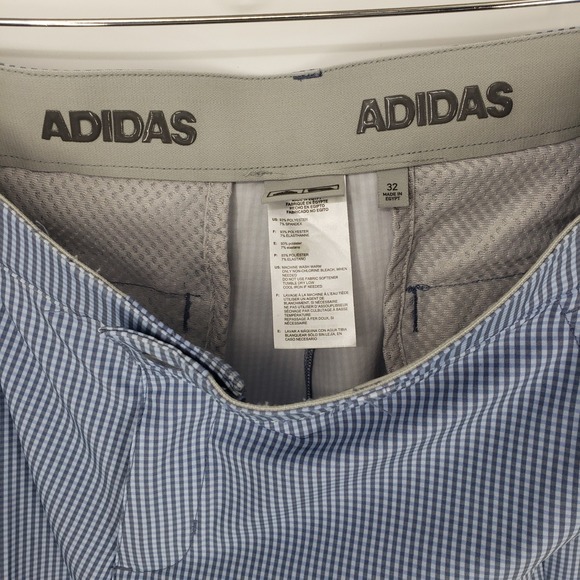 Adidas Plaid Golf Shorts Mens 32 Blue Check Stretch Performance Athletic Gingham - Picture 10 of 10